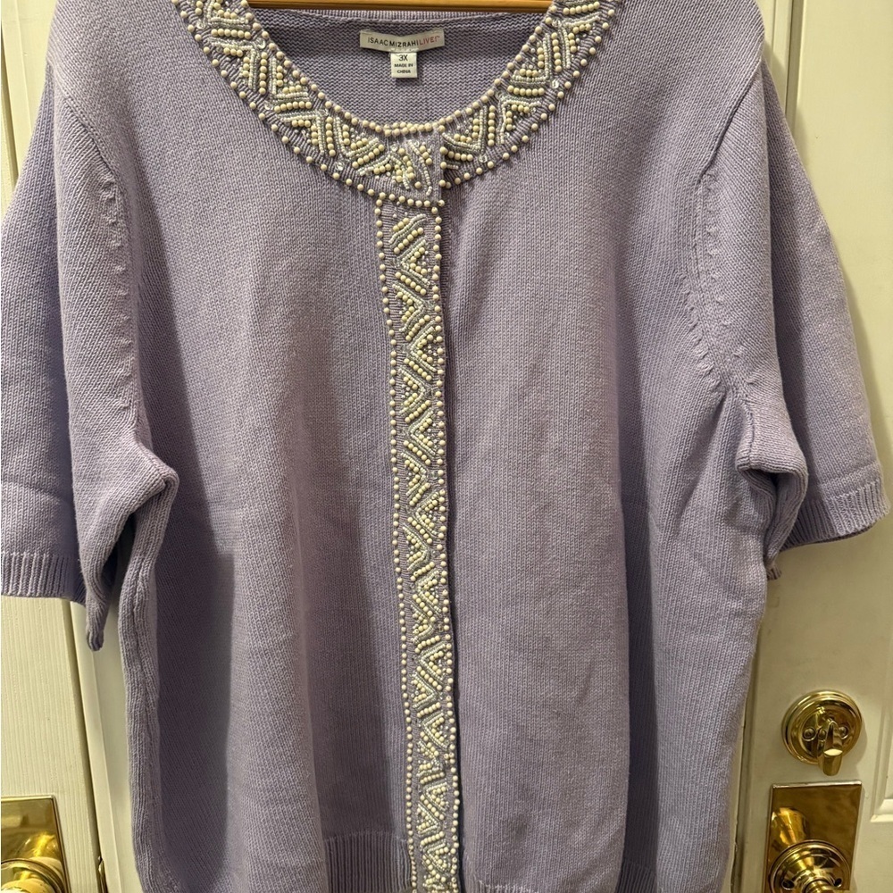 New Isaac Mizrahi Live Beaded Cardigan - Picture 2 of 10